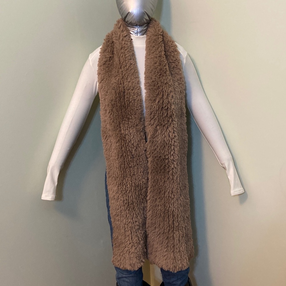 BOGO🛍️Cozy Long Faux Shearling Scarf in Taupe